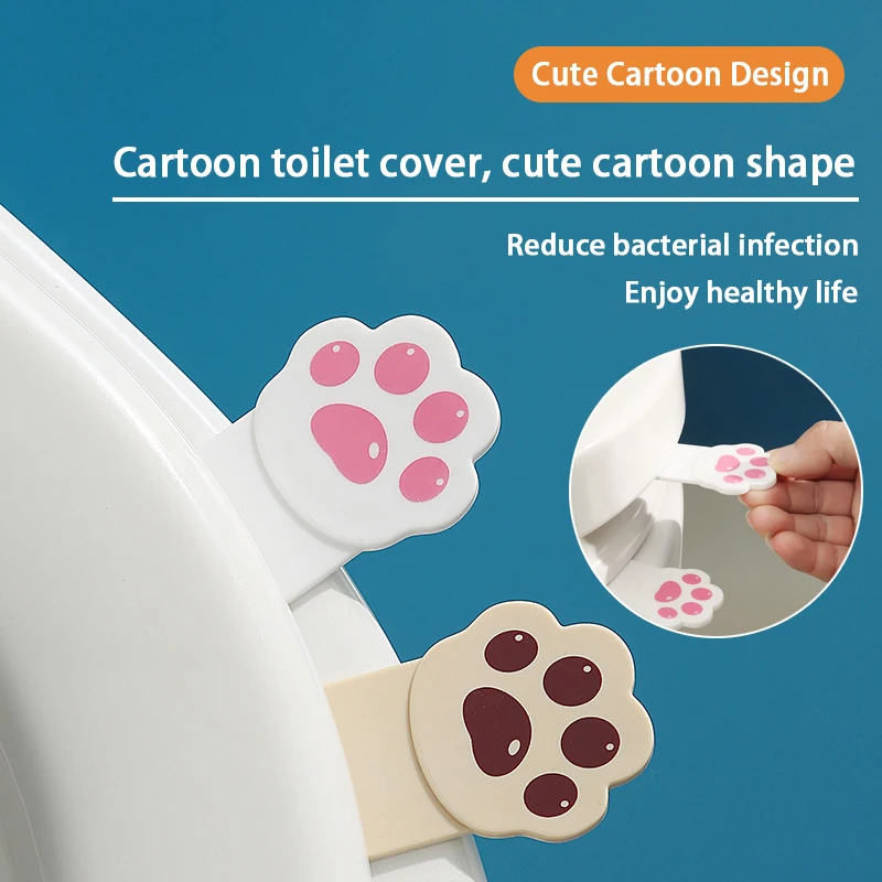 1/2pcs Cute Cartoon Toilet Handle, Creative Cat Claw Lid Remover, Plastic Convenient Flip Lid Remover