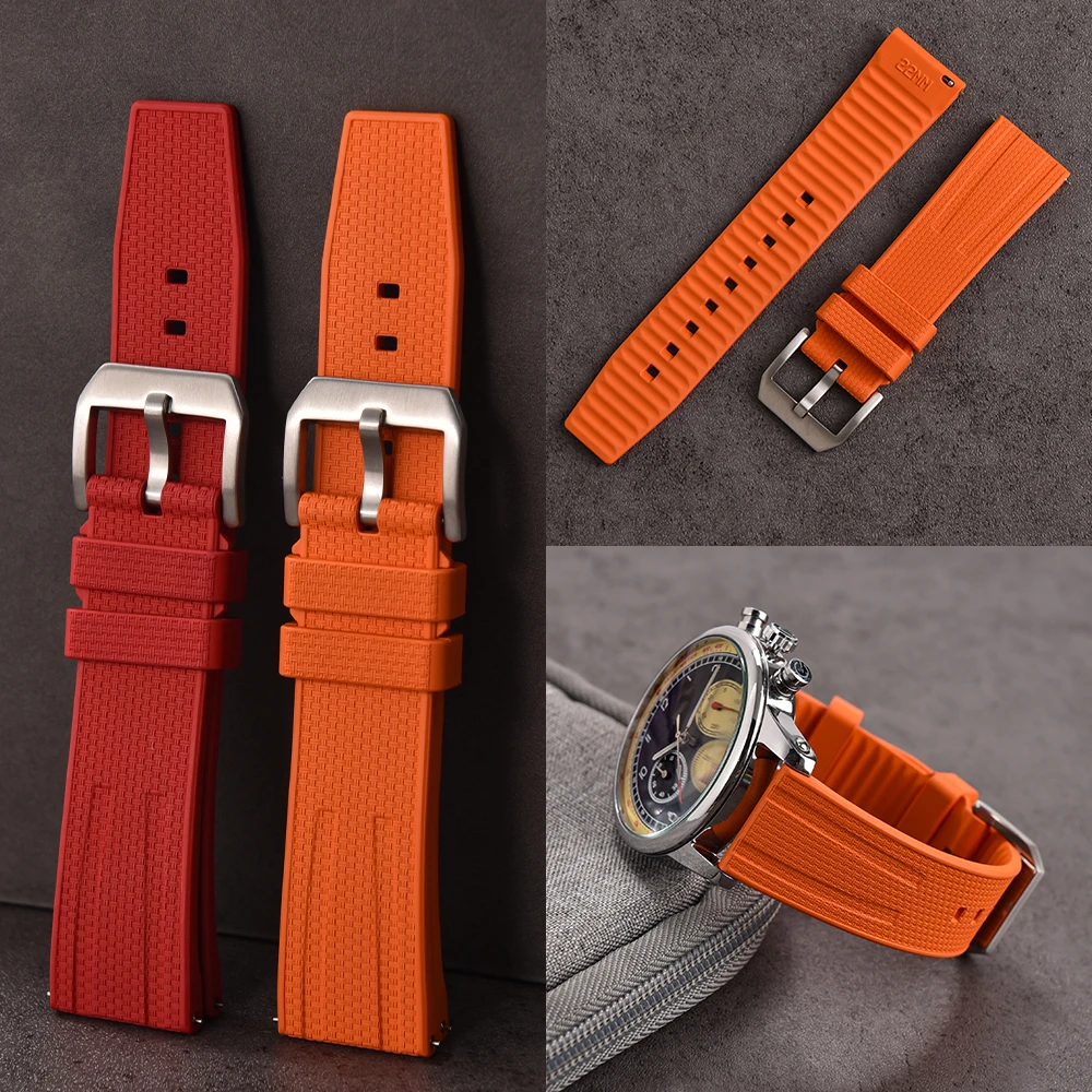 20mm 22mm Waterproof Comfortable Quick Release Textured FKM Rubber Watch Band for Outdoor Sport Fluororubber Watch Strap