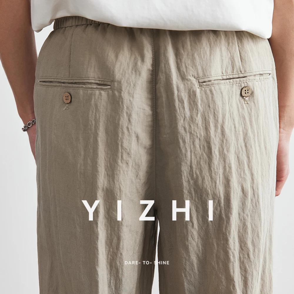 Men's Lyocell Linen Casual Pants Men Summer New Loose Breathable Straight Nine-Point Pants Fashion Sports Comfortable Trousers