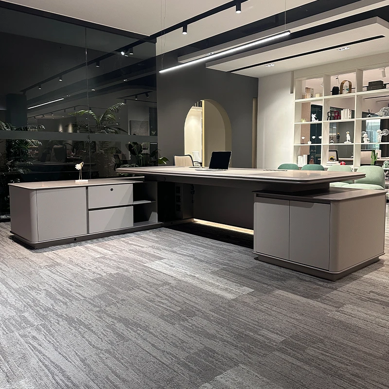 High End Boss Office Desk Organizer Secretary Quality European Executive Office Desk Work Corner Storage Schreibtisch Furniture