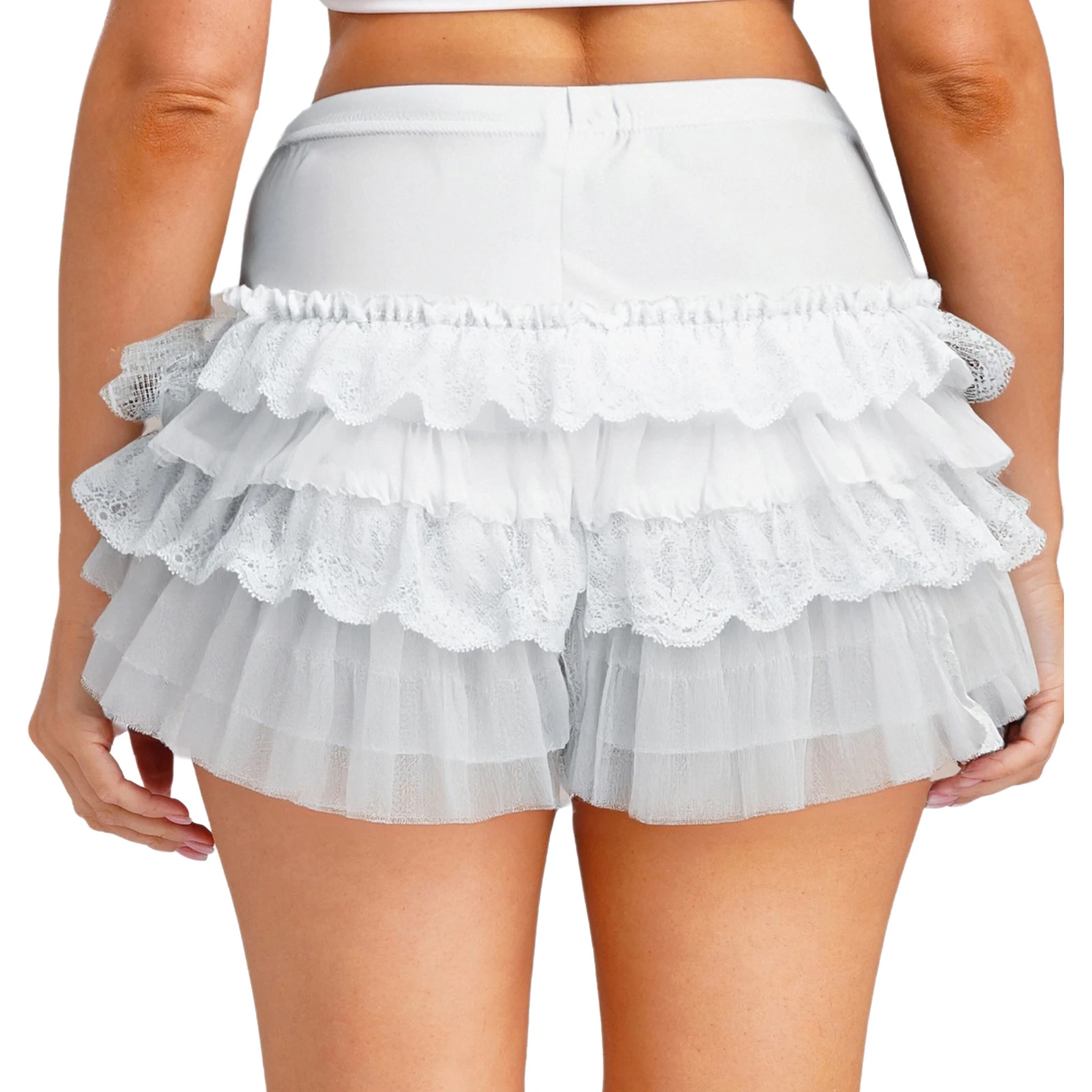 Pantaloncini da donna in pizzo con volant a strati Pantaloni caldi a vita bassa Pantaloncini da bottino per cosplay gotico Abito Lolita Festa di Halloween