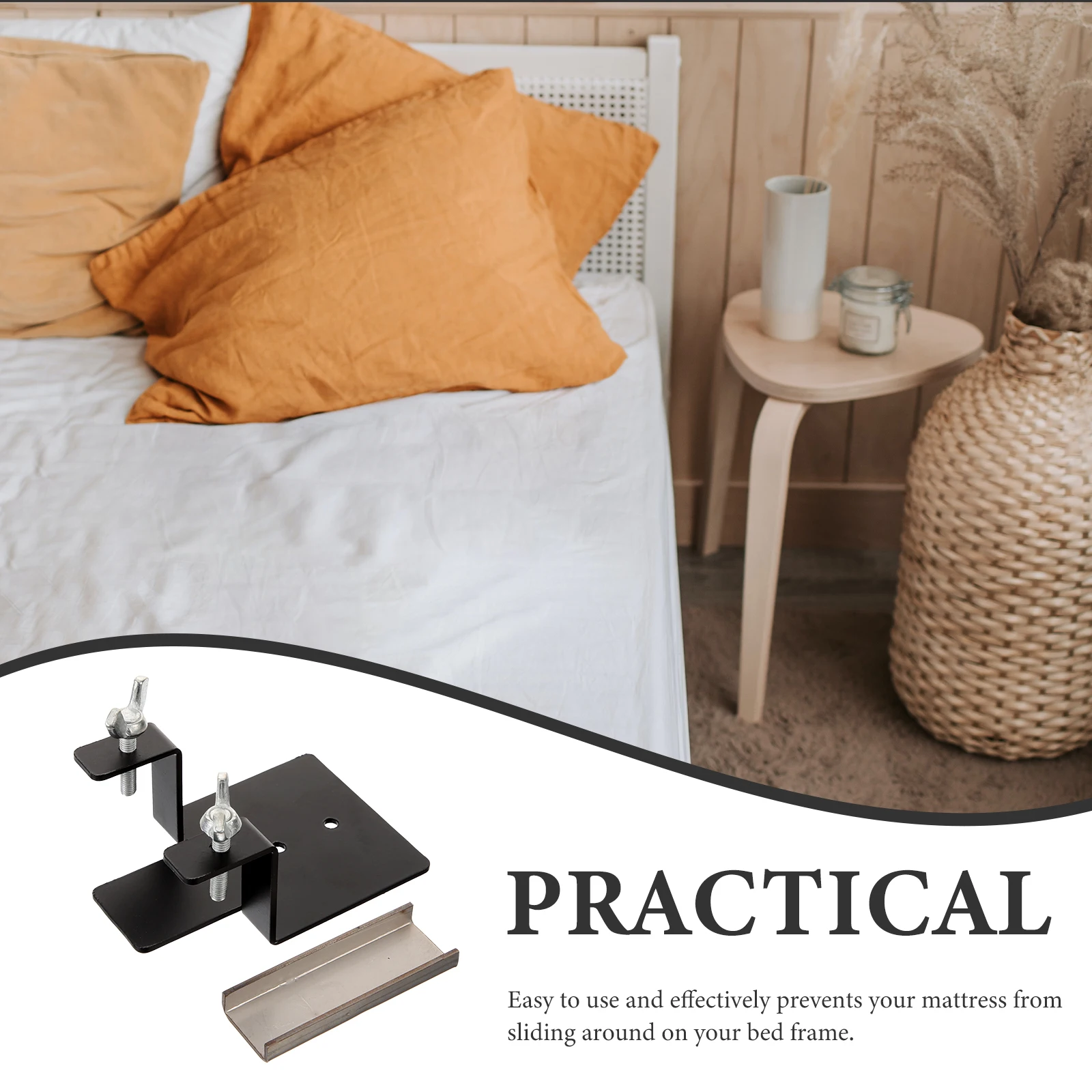 

1Set Anti Slip Mattress Gripper Heavy Duty Bed Frame Holder No Drill Installation Mattress Baffle Stopper for Stability