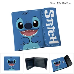 New Disney Stitch Leather Short Wallet Cartoon Peripheral Lilo & Stitch ID Card Holders Anime Coin Purse for Children Clutch Bag