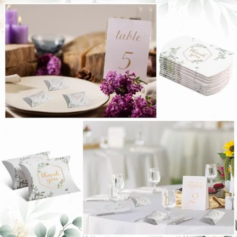 100 PCS 4.5Inch x 3.5Inch Kraft Paper Pillow Gift Boxes Candy Treat Gift Box Wedding Party Favor Boxes Sweet Bags Thank You Box