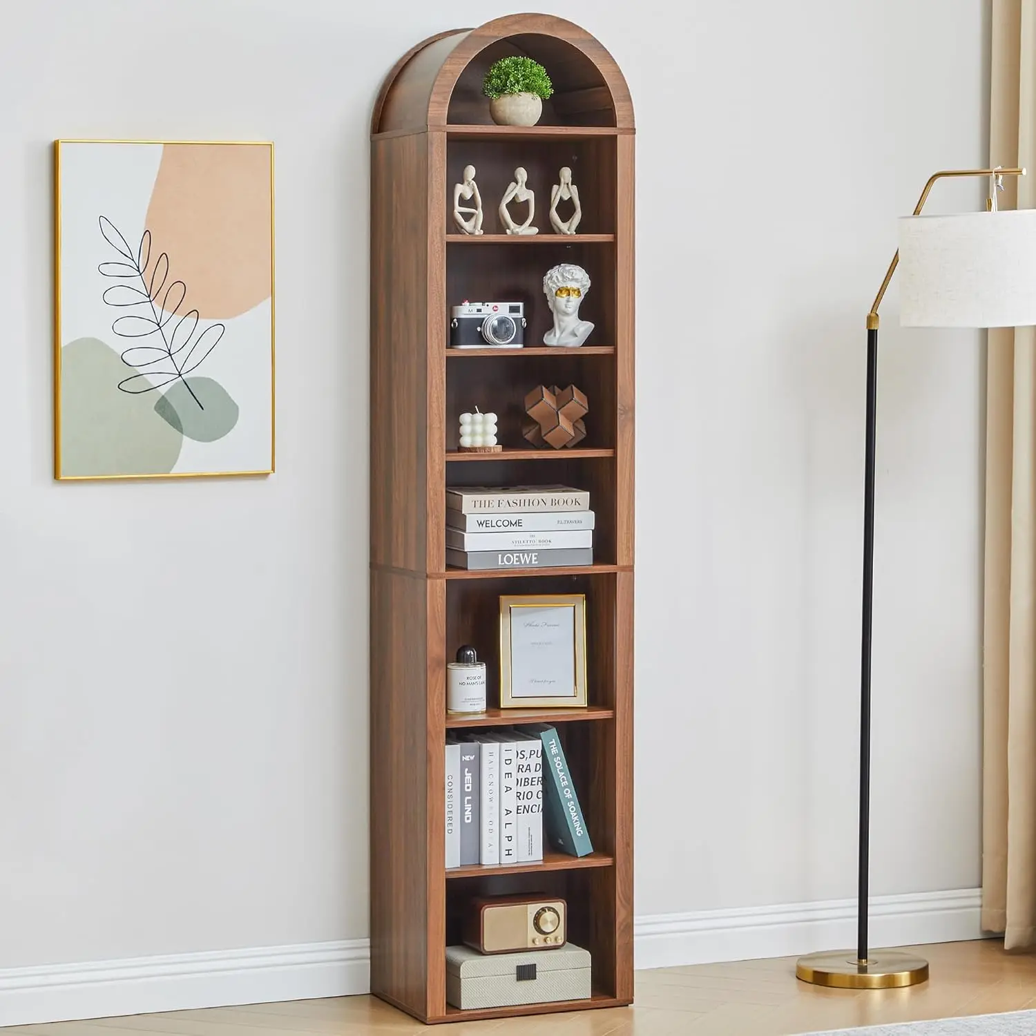 

Tall Narrow Arched Bookshelf, 8-Tier Skinny Arch Bookcase for Small Space, Freestanding Storage Organizer with, Customized