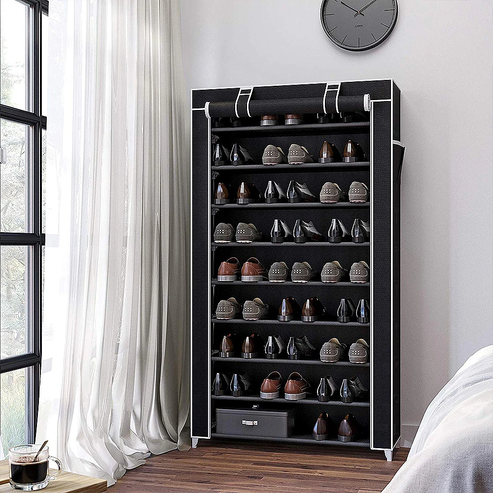 Schuhregal, schwarz, 88x28 x cm