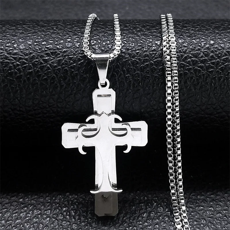 Catholic Crucifix Cross Necklace for Women Men Gold Color Stainless Steel Religious Aesthetic Chain Gift Jewelry colar N8402S02