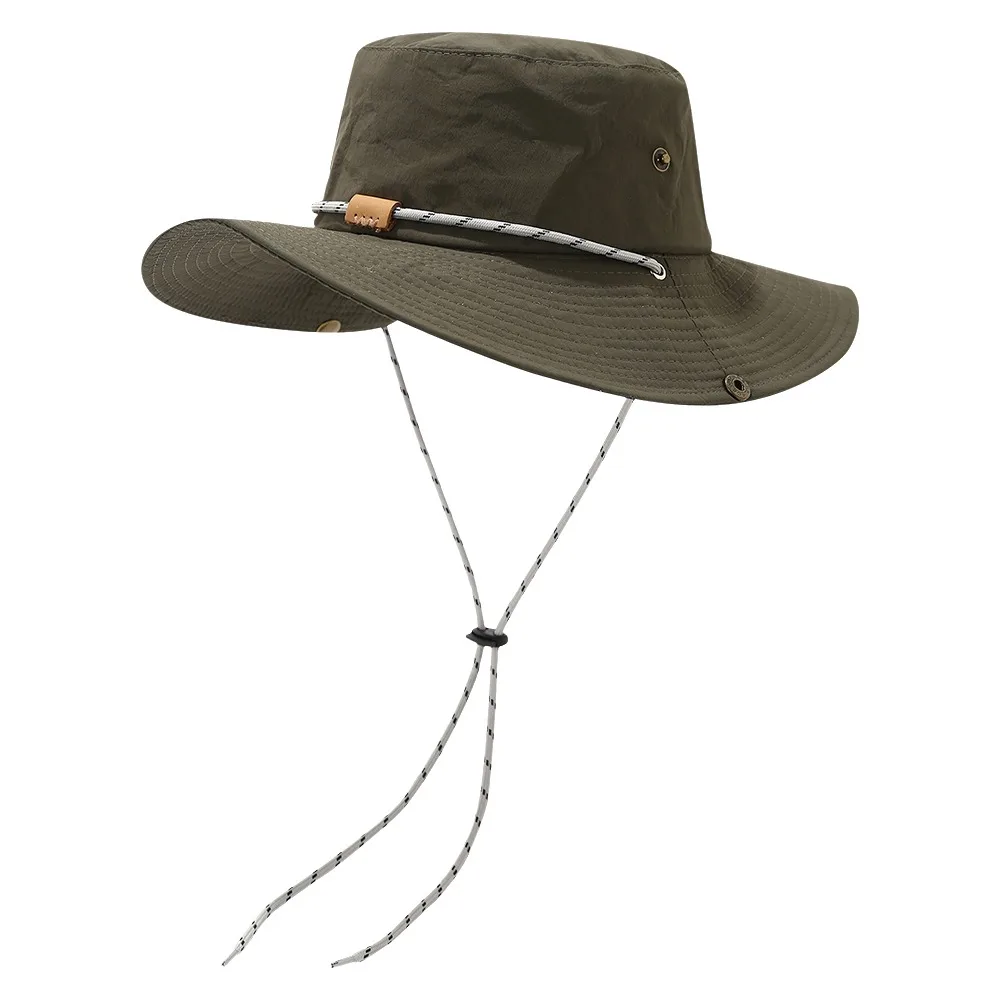 

New Rope Chain Men Bucket Hat Waterproof Sunshade Sun Hat Breathable UV Protect Fishing Cap Summer
