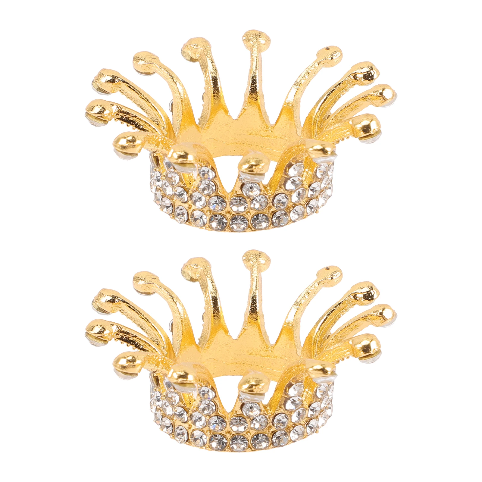 

2Pcs Pearl Rhinestone Nail Pen Holder Alloy Crown Shape Manicure Brush Stand Nail Art Supplies Decoration for Salon Home