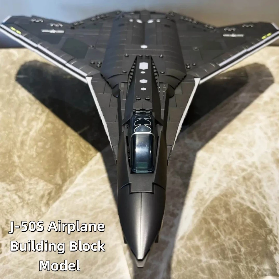 J-50S 6세대 스텔스 전투기 블록 1/44 스케일 DIY 조립 교육용 모델 브릭 키트 장난감 어린이 소년 최고의 선물