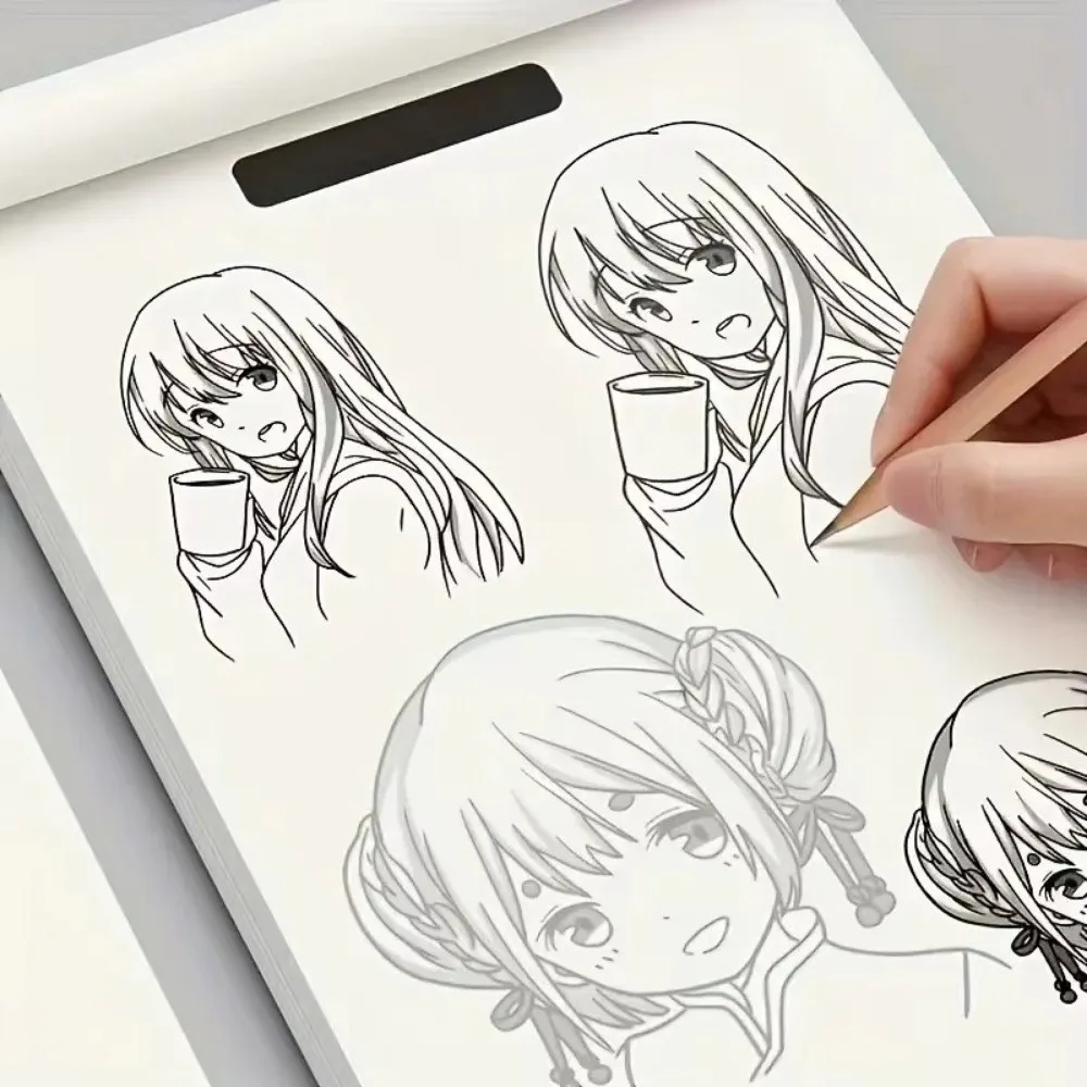 Simple 48 Pages Line Art Draw Book Hand-Drawn Outlines Anime Hand Drawn Book Practice Painting Line Draft Book For Beginners