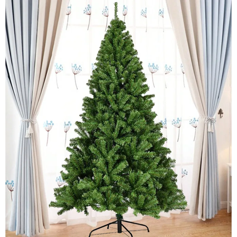 2.1m Artificial Christmas Tree with 1000 Branches PVC Retardant Party Decoration Metal Tripod Encryption Green Christmas Tree