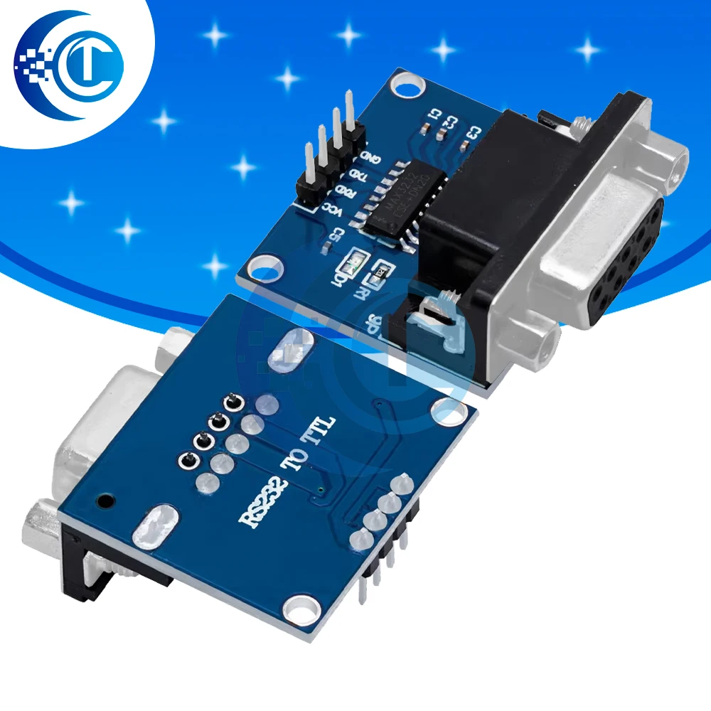 MAX3232 RS232 to TTL Converter Module, DB9 Serial Communication Board, Fully Compatible with MAX232