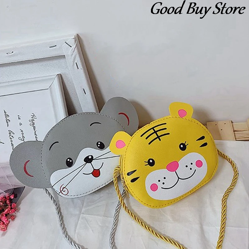 Mini Cute Purse Children Kids Leather Handbag Lovely Animal Shoulder Bag Rabbit Bear Cat Tiger Crossbody Bags Small Strap Wallet