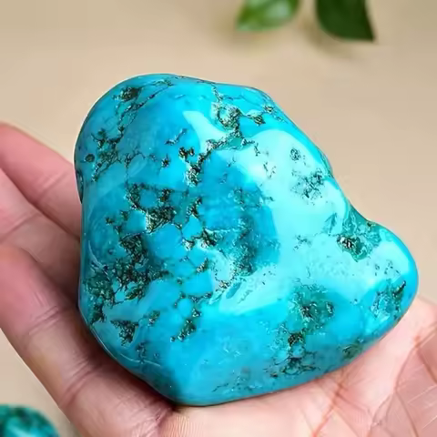 Natural Turquoise Stone Unique Mineral Specimen with Vibrant Blue-Green Black Veins Raw Unpolished for Aquarium Home Decor