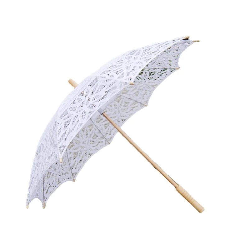 Lace Parasol for Wedding Party, Long-Handle Umbrella, Non-Automatic Lace Parasol, Photography Props, New Fashion, 38 in