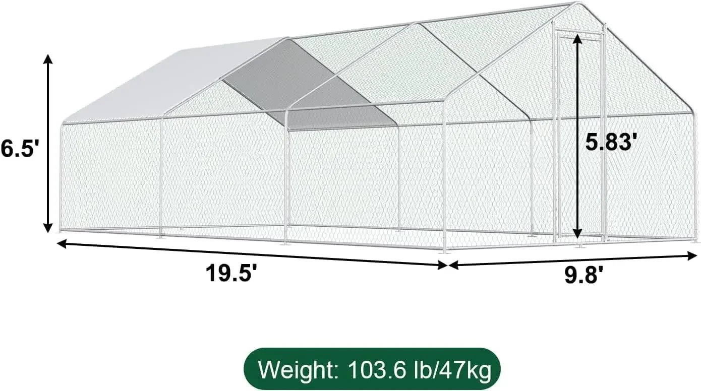 Large Metal Chicken Coop Chicken Pen for Farm Use Chicken Runs with Waterproof and Anti-Ultraviolet Cover Walk-in Poultry Cage