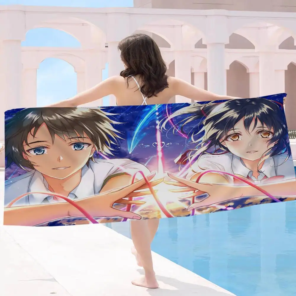 Anime Your NameS Bath Towel Microfiber Soft Water Absorbing Breathable For Girl Kids Decorative Cartoon Beach Towel