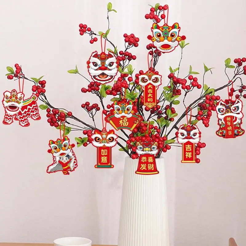 Decoraciones de Año Nuevo Chino, 10 piezas, adorno colgante de danza del león, Año Nuevo Lunar, Festival de Primavera, decoración de pared y puerta, 2024