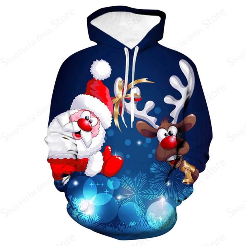 Felpa con cappuccio da uomo albero di natale pupazzo di neve babbo natale felpa con cappuccio 3d uomo donna felpe con cappuccio moda felpa grafica