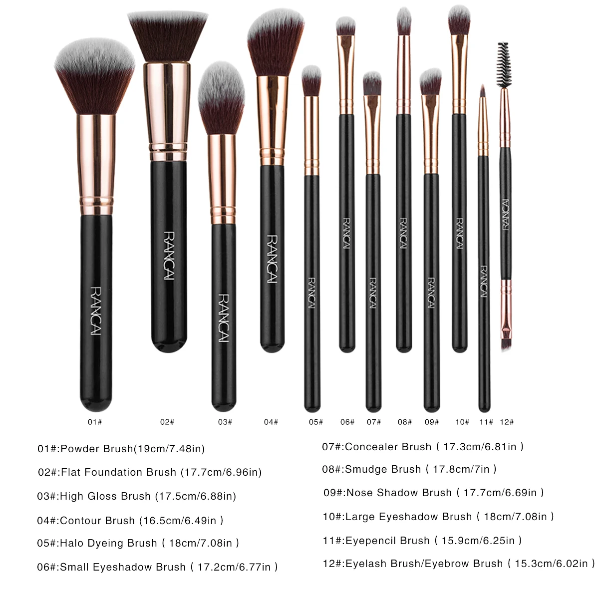 New 12pcs Black Cylinder Makeup Brush Set Black Gold Eyeshadow Brushes Multifunctional Makeup Tools