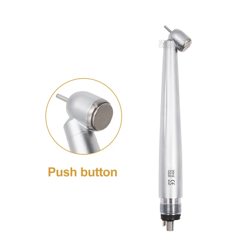 Dental 45 Degree LED High Speed Handpiece E-generator Integrated Push Button Handpiece Single Water Spray With LED Light