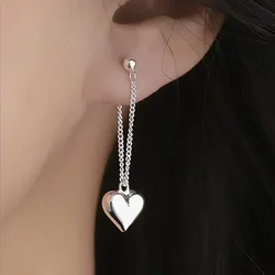 925 Sterling Silver Earrings for Women Heart Chain Earring Jewelry Prevent Allergy Party Accessories Gift Earrings for Women