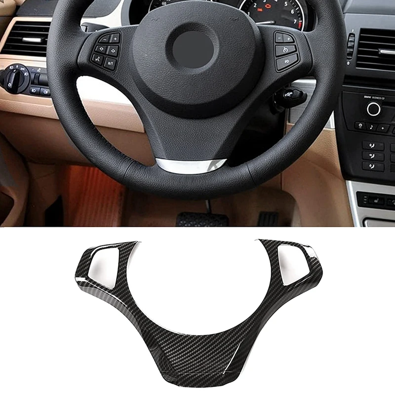 

New-Carbon Fiber Car Steering Wheel Decoration Frame Trim for-BMW X3 E83 2006-2009