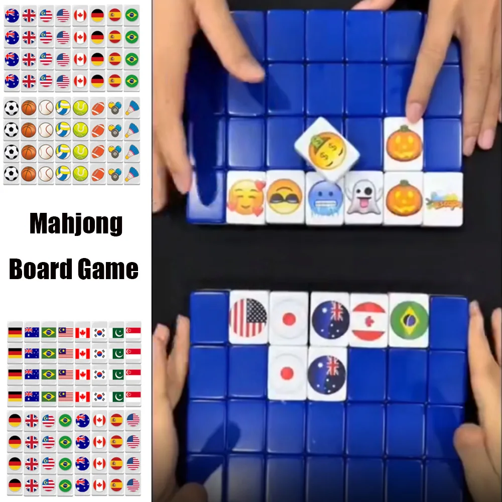 

64+1 Blocks Escape Mahjong Game Country Flag Ball Pattern Mahjong Board Game Relax Time Single/Double Play Fascinating Fun Game