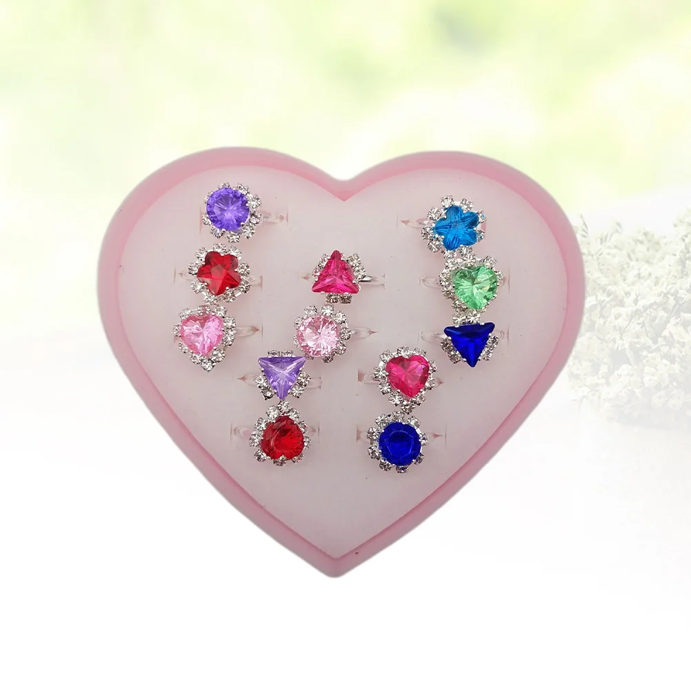 12 PCS Gemstone Rings for Kids Pretend Play Child Crystal Gift Diamond Colorful Children's