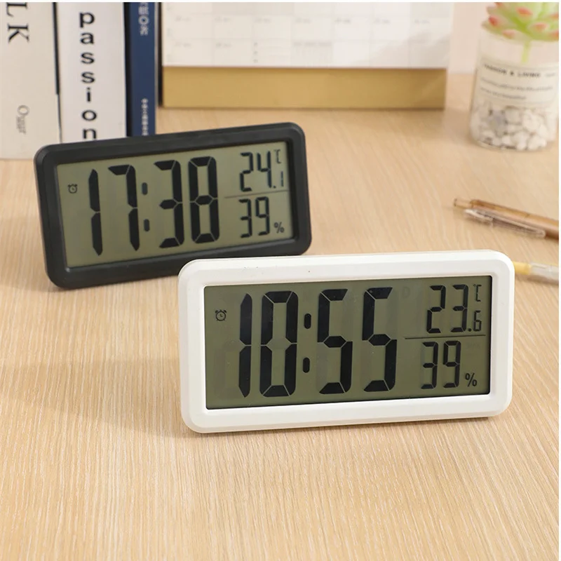 Simple Desk Digital Alarm Clock LED Electronic Slim Nordic Big Screen Clock Battery Powered Clock for Home Office Desktop Decor