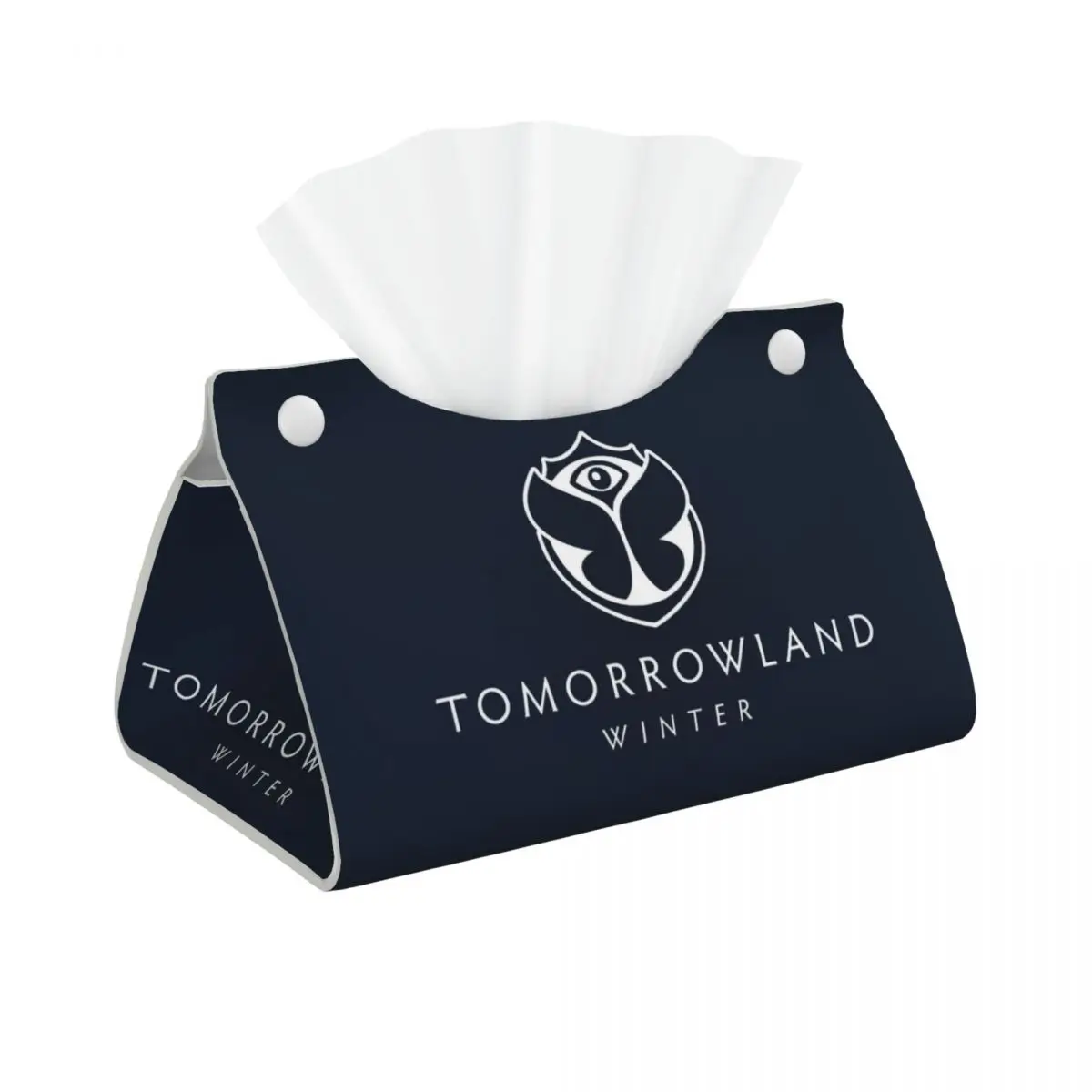 Custom Tomorrowland Tissue Box Cover PU Leather Rectangular Music Festival Facial Tissues Holder for Office