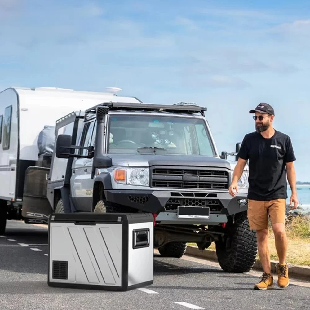 Off-Road Camping DC12V/24V 110-220V Fridge Car Home Use Metal Car Fridge Freezer Refrigerator Rv 50L Compressor