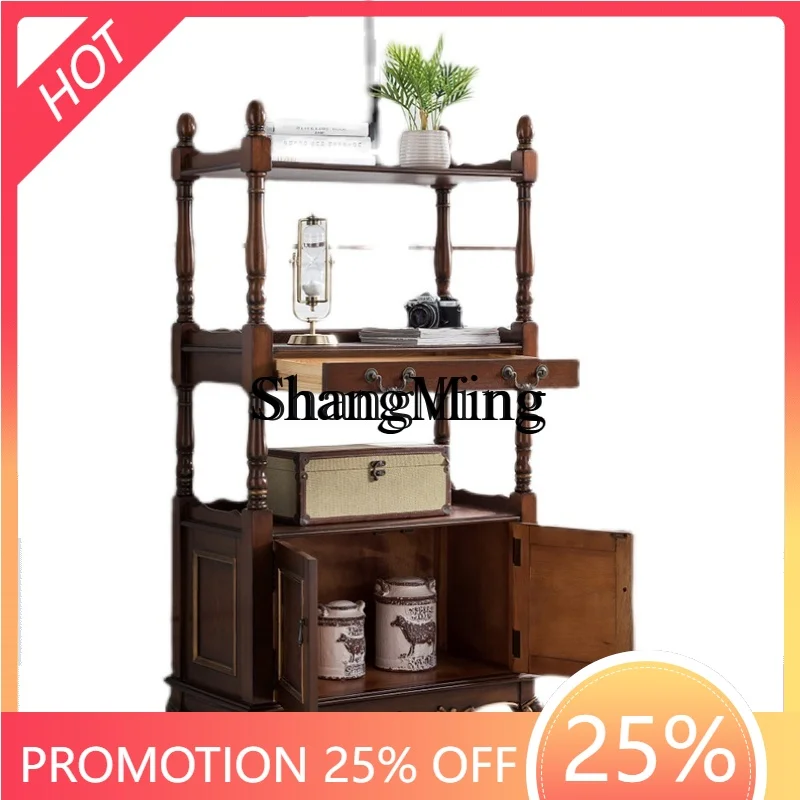CL wood storage rack, living room painted shelf, retro home small apartment multi-layer bookshelf