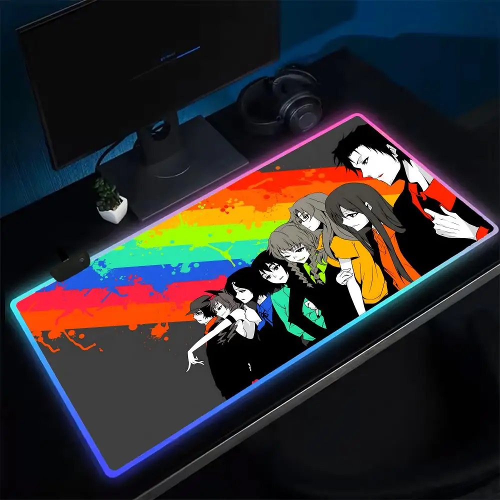 

Steins Gate Mouse Pad Anime Gaming Mouse Pad LED Table Pads Backlit Rubber Desktop XXL RGB Desk Mats
