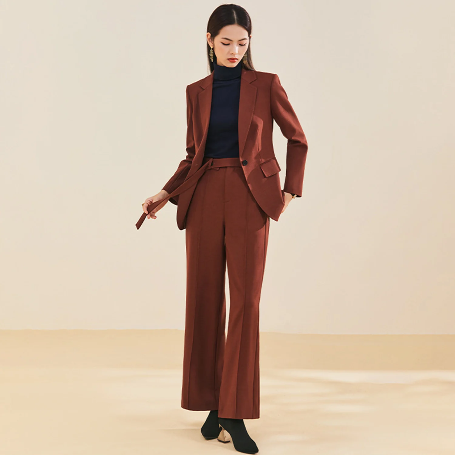 Allingentle Women's Suit Slim Fit Business Pantsuit 2 Piece Suit Single Button Blazer for Casual Office Outfit Customize