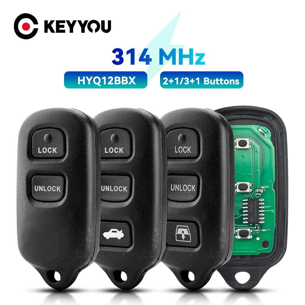

KEYYOU 3 / 4 Buttons 314Mhz Remote Car Key Fob for Toyota 4Runner Sequoia Avalon Rav4 Tundra 1999 - 2009