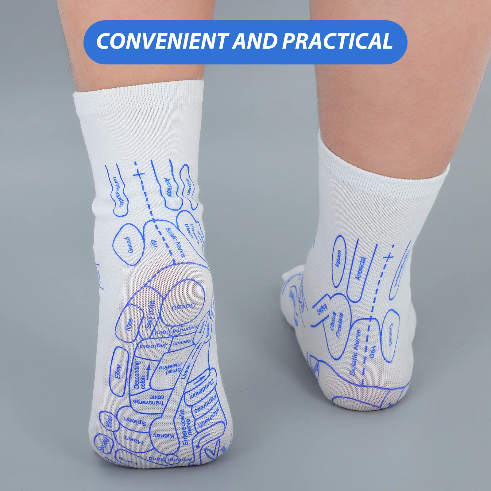 1 Zestaw Skarpet do Akupresury i Refleksologii z Narzędziami do Masażu Punktów Naciskowych na Stopy dla Terapii Meridianów, Wygodne i Możliwe do Prania