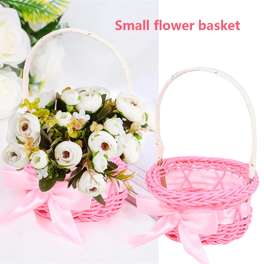 Artifacts Light Weight Adopt High-quality Plastic Rattan Material Late-model Hand-woven Rattan Flower Basket Handwork Durable