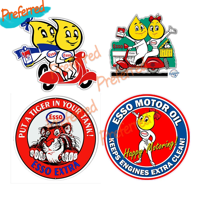 

High Quality Car Stickers Esso Boys Girls Motor Oil Retro Vintage Air Pump Vinyl Decals Car Truck Window Styling Decals PVC