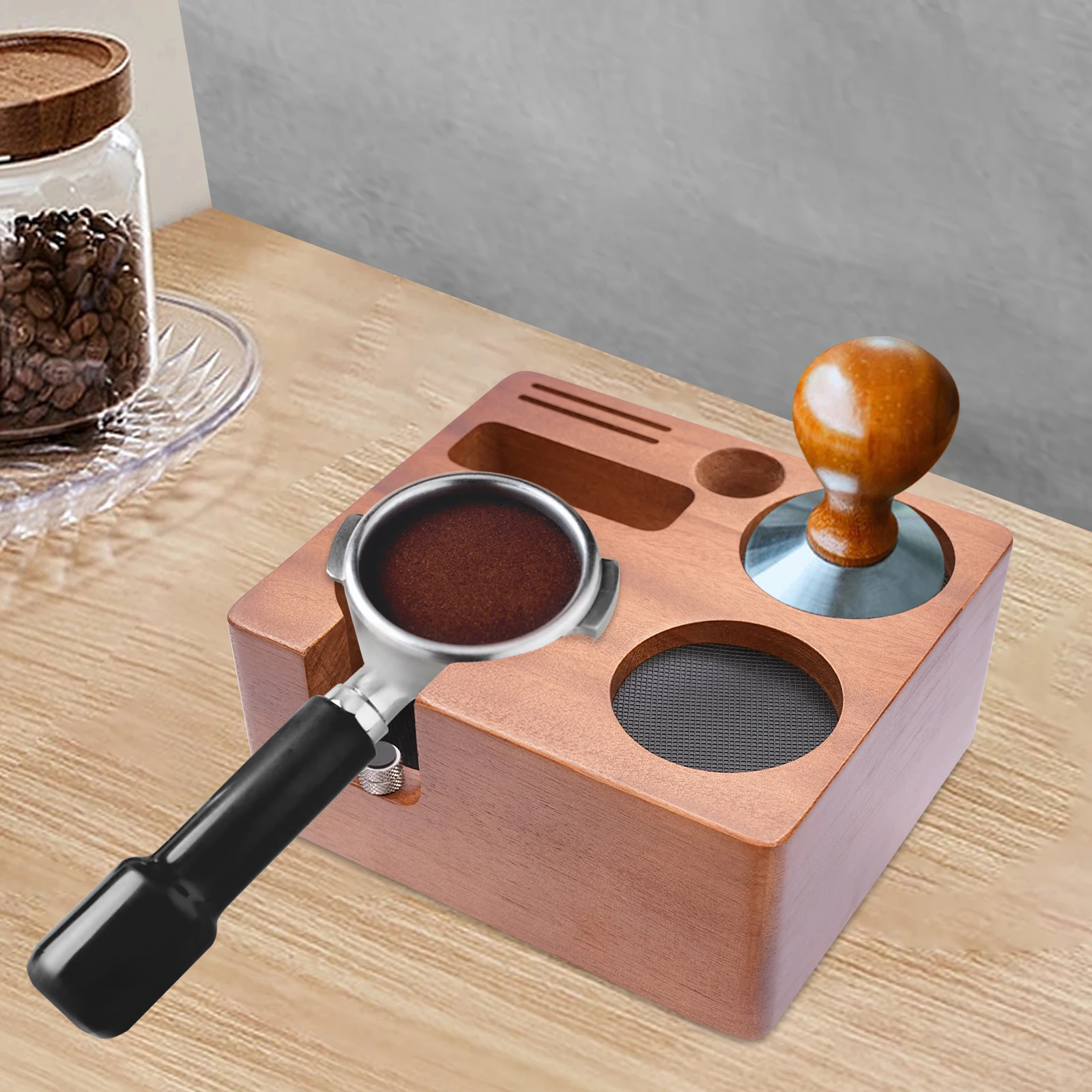 Espresso-Tampfstation, 2,28 Zoll kompatibel, rutschfest, für Zuhause und Café, mit Silikonpad und verstellbarer Mutter – Detail 4