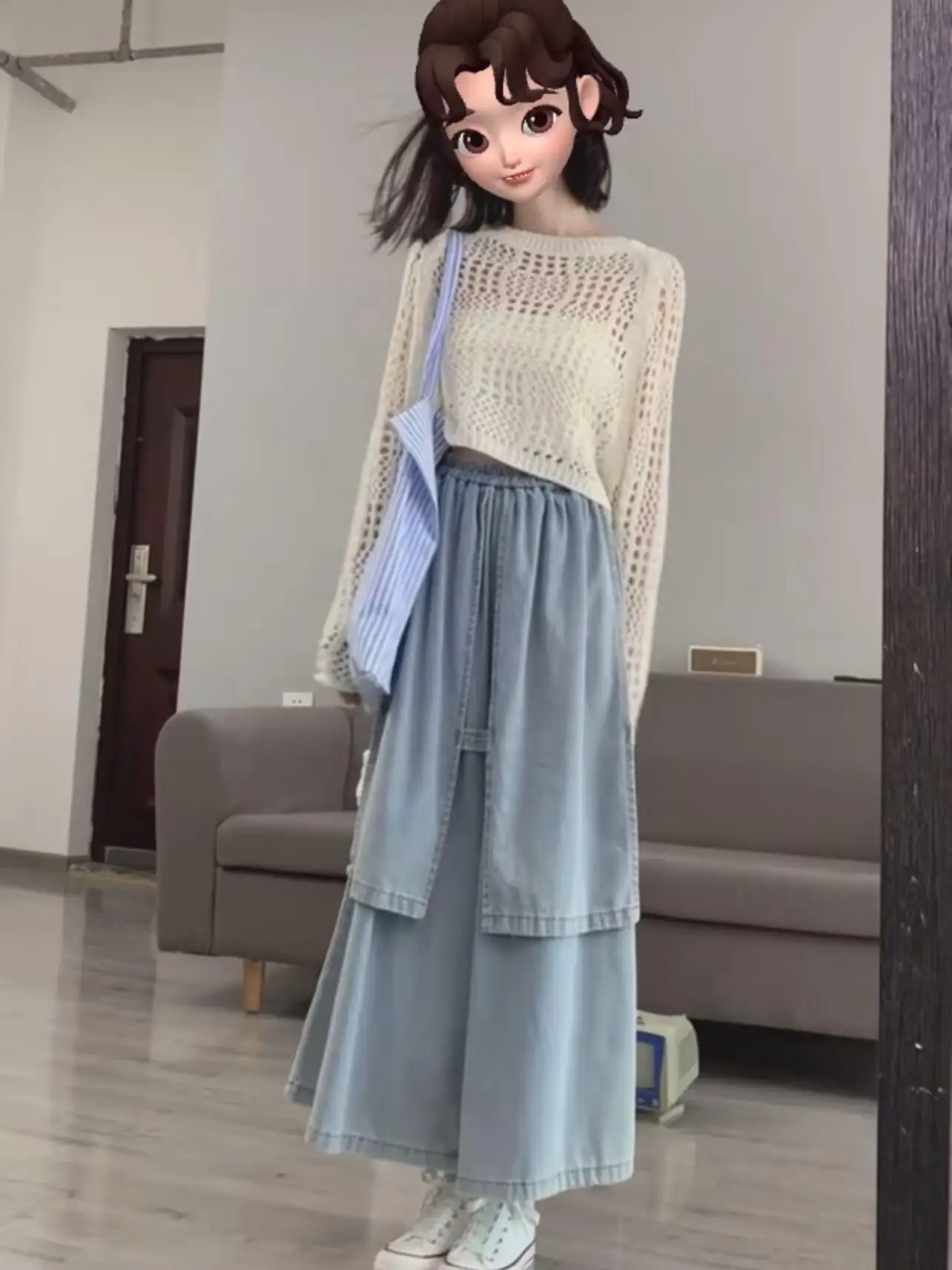 

Джинсы женские с высокой талией, широкими штанинами, двойным слоем, свободного кроя, с эластичным поясом, винтажный дизайн, весна-осень, новинка