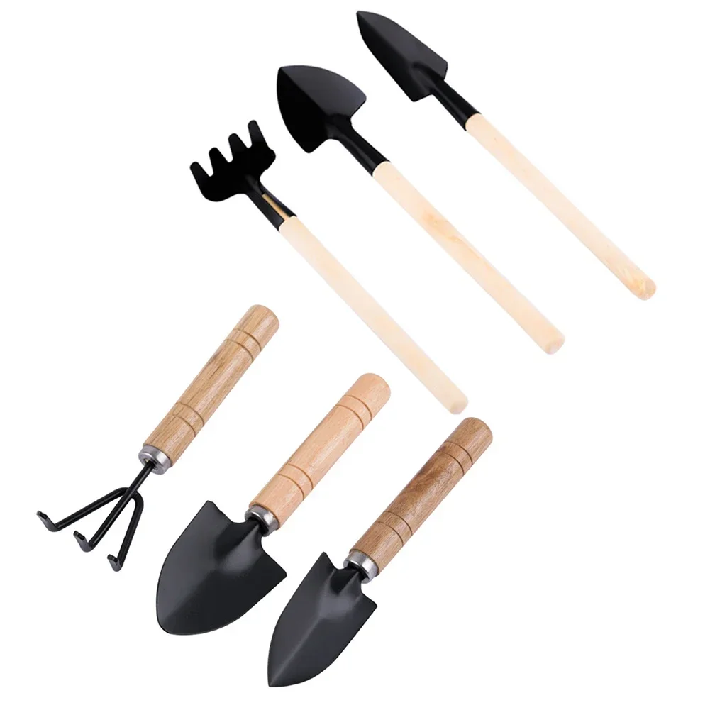 3Pcs Shovel Rake Spade Set Mini Garden Tools Multifunction Small Rake Shovel Spade Wooden Handle Garden Tool Sets