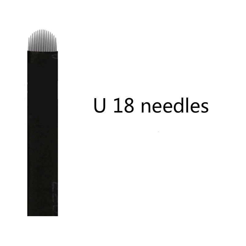 100pcs Black U Shape 18 pins Blades Professional Microblading Needles For Permanent Microblading Embroidery Pen