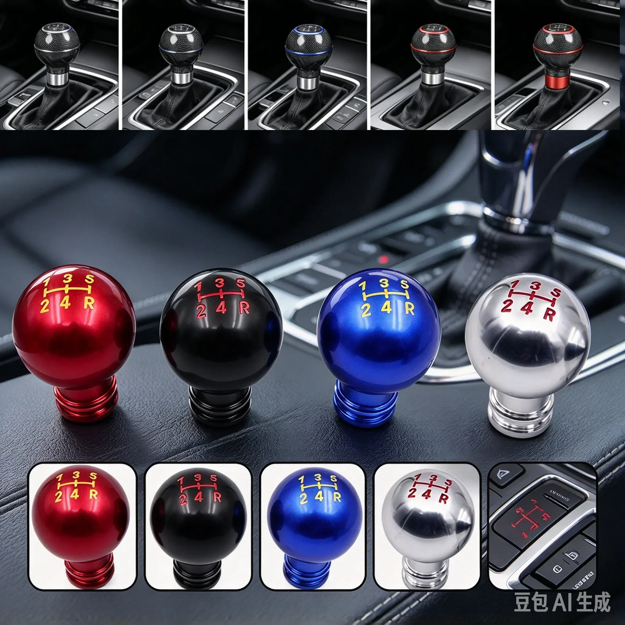 Universal 4 Colors 5 6 10 Speed Car AT MT Aluminum Manual Handle Gear Shift Knob Shifter Lever