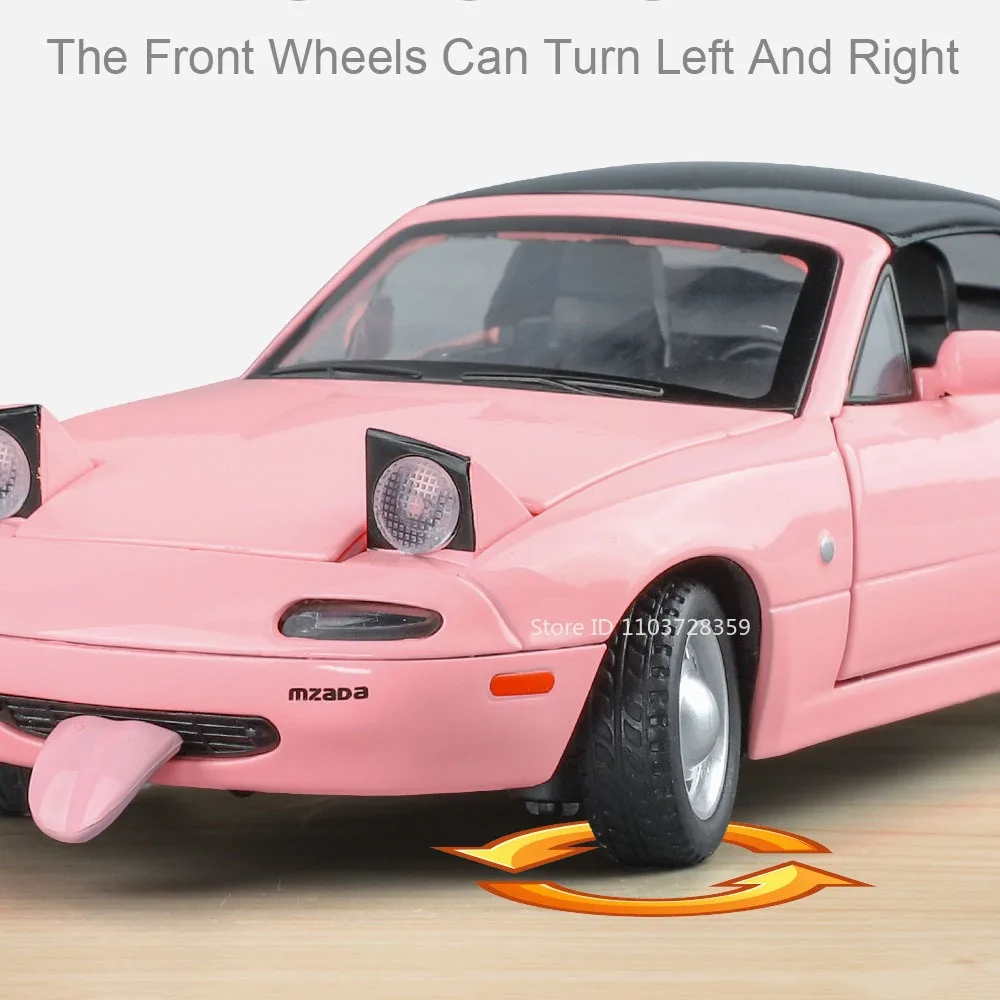 1:24 escala MX-5 RX7-PC modelos de carros de brinquedo liga diecast som luz porta aberta puxar para trás direção da roda dianteira decoração para casa