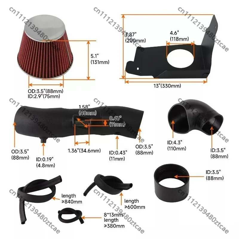 Automotive Performance Cold‑Air Intake Turbo Pipe, Modified Turbocharger Boost Air Inlet Hose, Vehicle Aftermarket Tuning