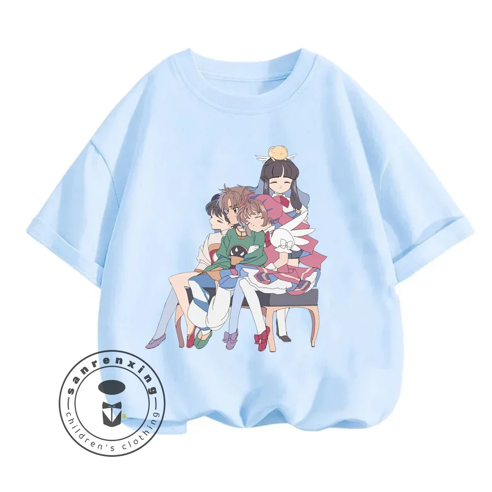 2024 Cartoon Cardcaptor Sakura Pure Cotton Suitable for 3-14 Years Old Children Trendy Cozy Streetwear Outdoor Summer T-shirt