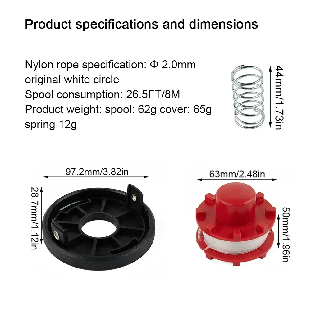 Imagem -06 - Conjunto para Einhell Ce-ct 36 30 Trimmer Spool Line Spool Cap Capa Primavera Jardim Ferramenta Elétrica Peças de Reposição Peças
