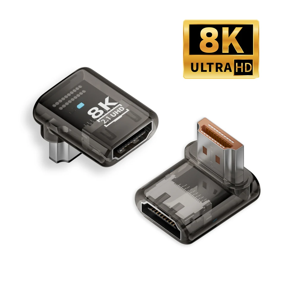 Transparent 8K@60HZ HDMI-compatible 2.1 Adapter 90 270 360 Degree Up/Down/Left/Right Angle Extender for HDTV Projector PS4 PS5